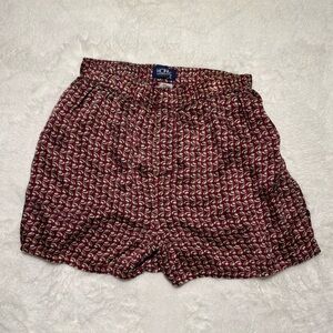 VINTAGE 80s RARE 100% Silk Honors Burgundy Hat Patterned Boxer Shorts